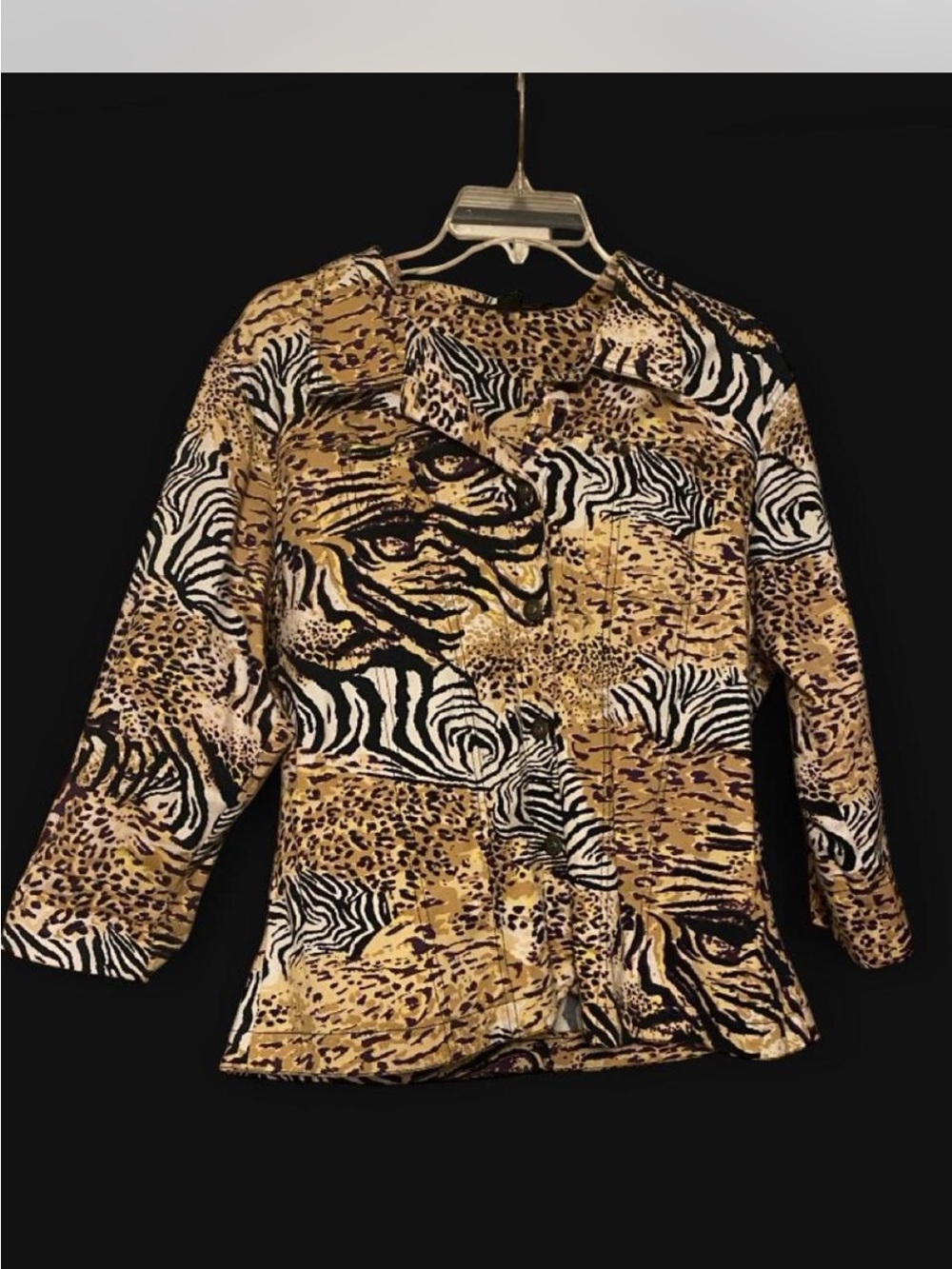 Vintage Animal Print Jacket in Tan, Black & White